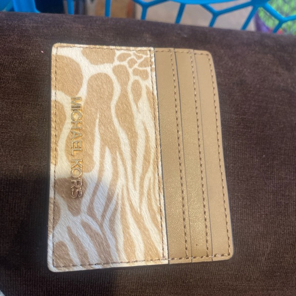 Michael Kors Zebra Print Card Holder in Tan and Cream new - Picture 3 of 6